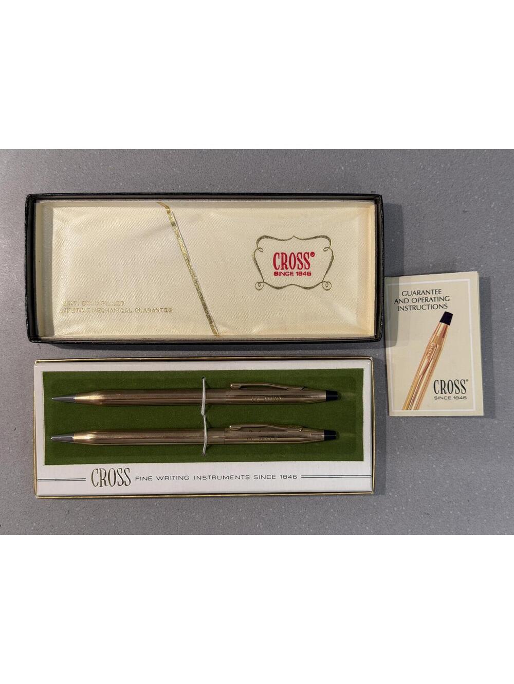 Vintage Cross Century 6601 12K Gold Filled Pen Pencil Set Original Box